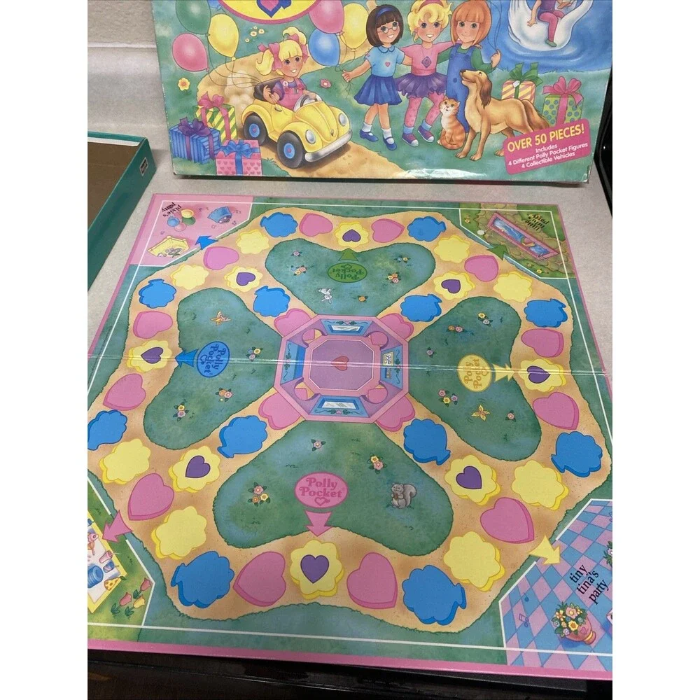 Vintage Polly Pocket Doll Party Board Game RoseArt 1994, Incomplete